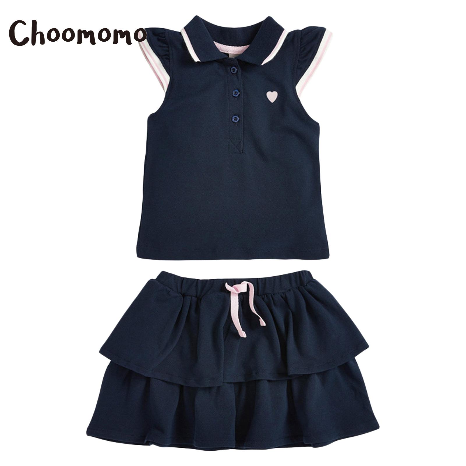Choomomo Kids Girls Cotton Nave Blue 2Pcs  Ʈ..